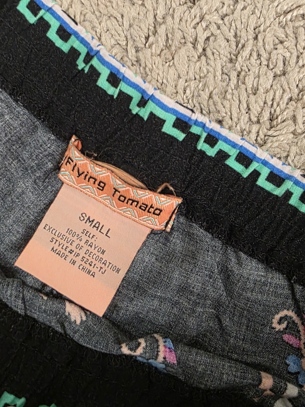 Flying Tomato Boho Floral Wide Leg Palazzo Pants | Black Festival Print | Small - Picture 8 of 8
